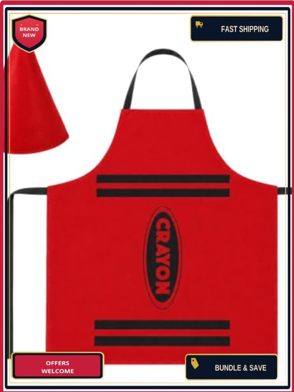 Crayon Apron and Cone Hat Costume Set Adult Halloween Polyester Felt